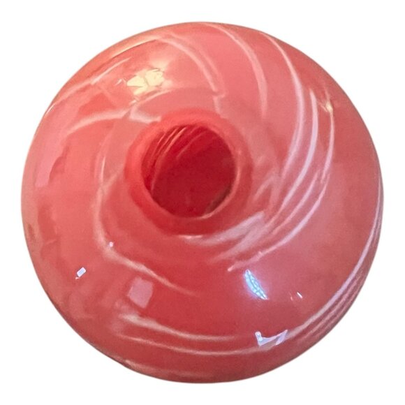 Vintage Hand Blown Art Glass Bud Vase Swirled Red & White 3" X 3.5" Decorative - Picture 5 of 6